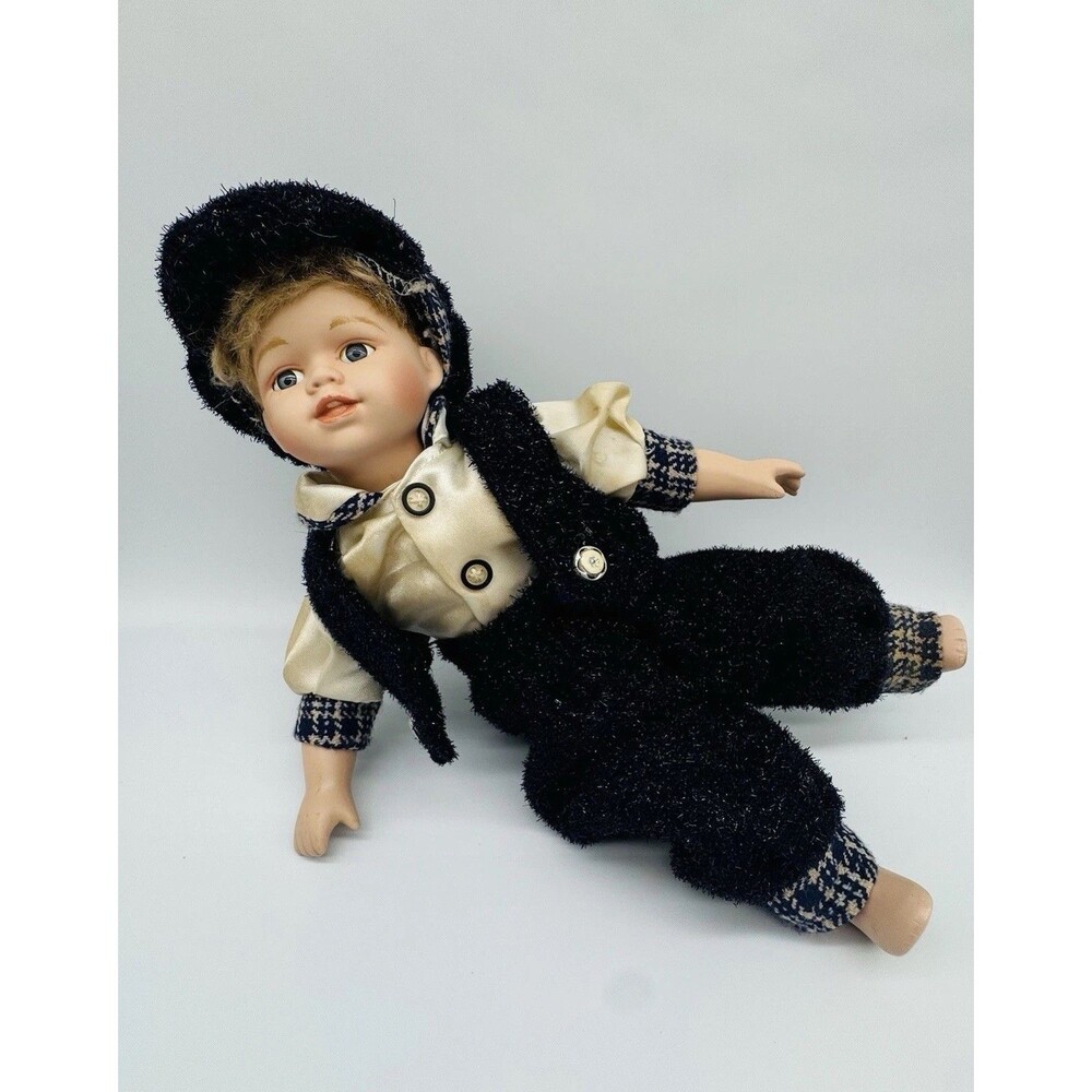 Vintage Cathay Collection Porcelain Boy Doll & Mixed Plush Collectible Lot